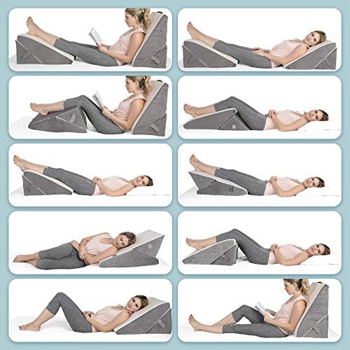 Kolbs Memory Foam Adjustable Bed Wedge Pillow - Wedge Pillow Set for After Surgery - 9 and 12 inch Height Plush Velvet Cover Multi Use for Sleeping and Acid Reflux (Adjustable Height)
