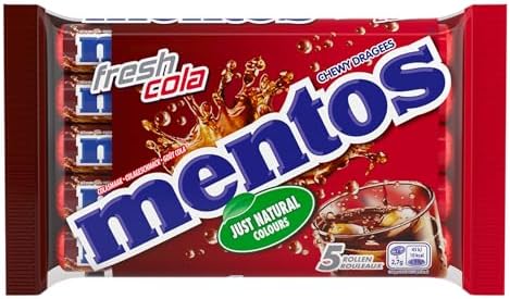 Mentos Cola I 5 Rolls of Cola Flavored Chewy Dragees I 187g 6.6 ounce total