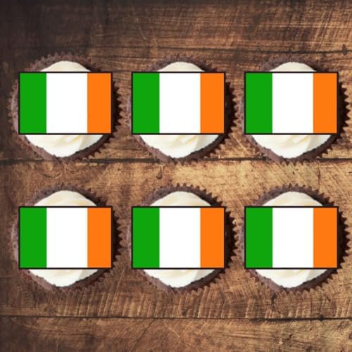 Ireland Edible Cupcake Toppers, Irish Flags of the World Edible Cake Decorations, World Cup Country Flags Cake Topper Decorations, Olympics Party Cookie Decor, 50 x 3cm / 1.18 inch Wafer Card UNCUT