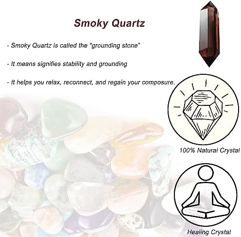 Natural Smoky Quartz Crystal Hexagonal Wand Stones, 2" Large Hexagonal Bullet Points Stones, Hexagonal Bullet Shaped Gemstones Chakra Crystals for Witchcraft Meditation Divination