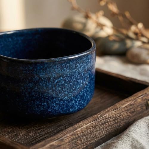 Product of Gifu Japan Ceramic Matcha Bowl – Handmade Chawan Matcha Bowl, Japanese Bowl, Navy, 21.1 oz, 620ml