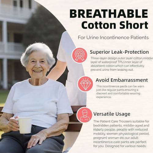 Yodilala TPU Incontinence Care Trousers, Washable Elastic Adjustable Patient Care Trousers, Ideal for Bedridden Patients, Elderly, Mobility Impaired, Women on Periods (Blue, M)