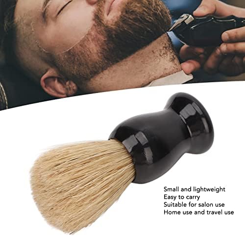 Synthetic Men Shave Brush, Easy Foaming Beard Brush with Curved Handle, Portable Glossy Black Paint Shaving Cream Brush for Home Salon Travel, Multipurpose Hand Crafted Shaving Brush