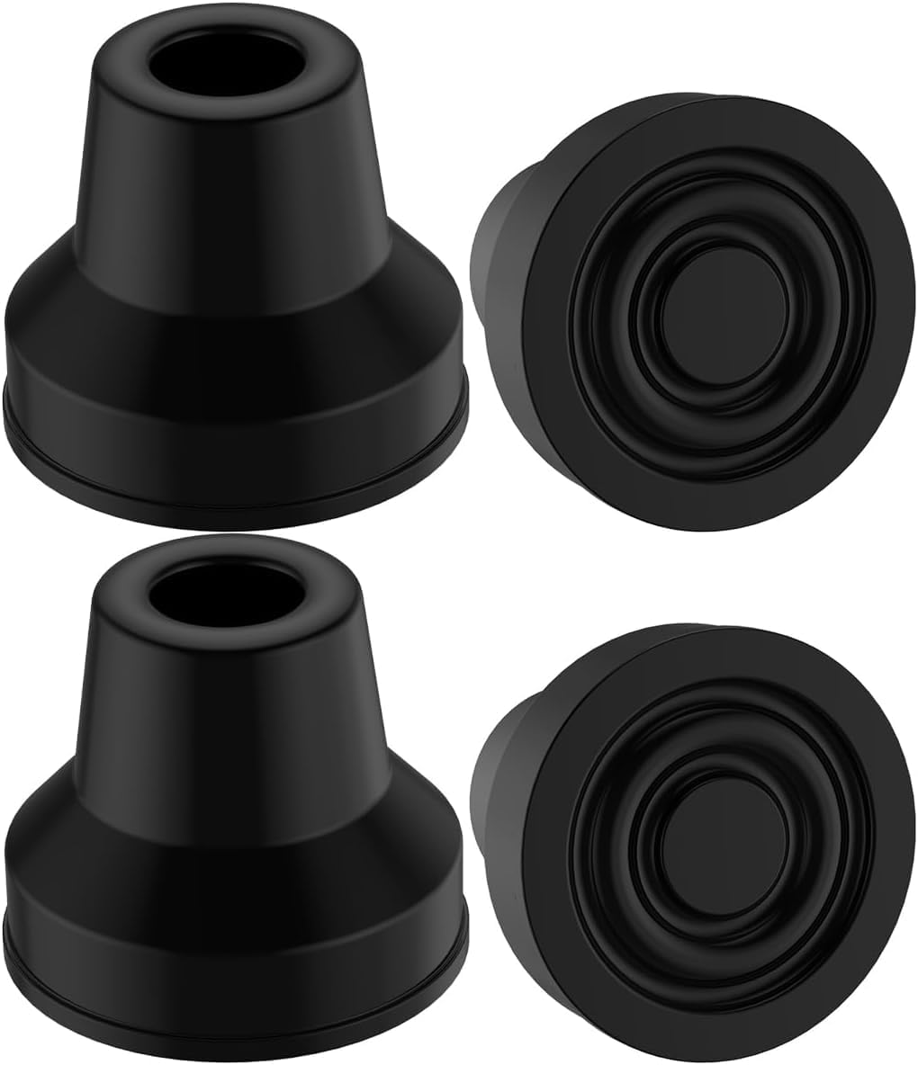 YF Quad Cane Tips (4-Pack) – Heavy Duty 1/2 Inch Replacement Rubber Foot – Non-Slip Base/End for Extra Stability – Durable Accessories for Walking Sticks for Women, Men, Seniors – Gray