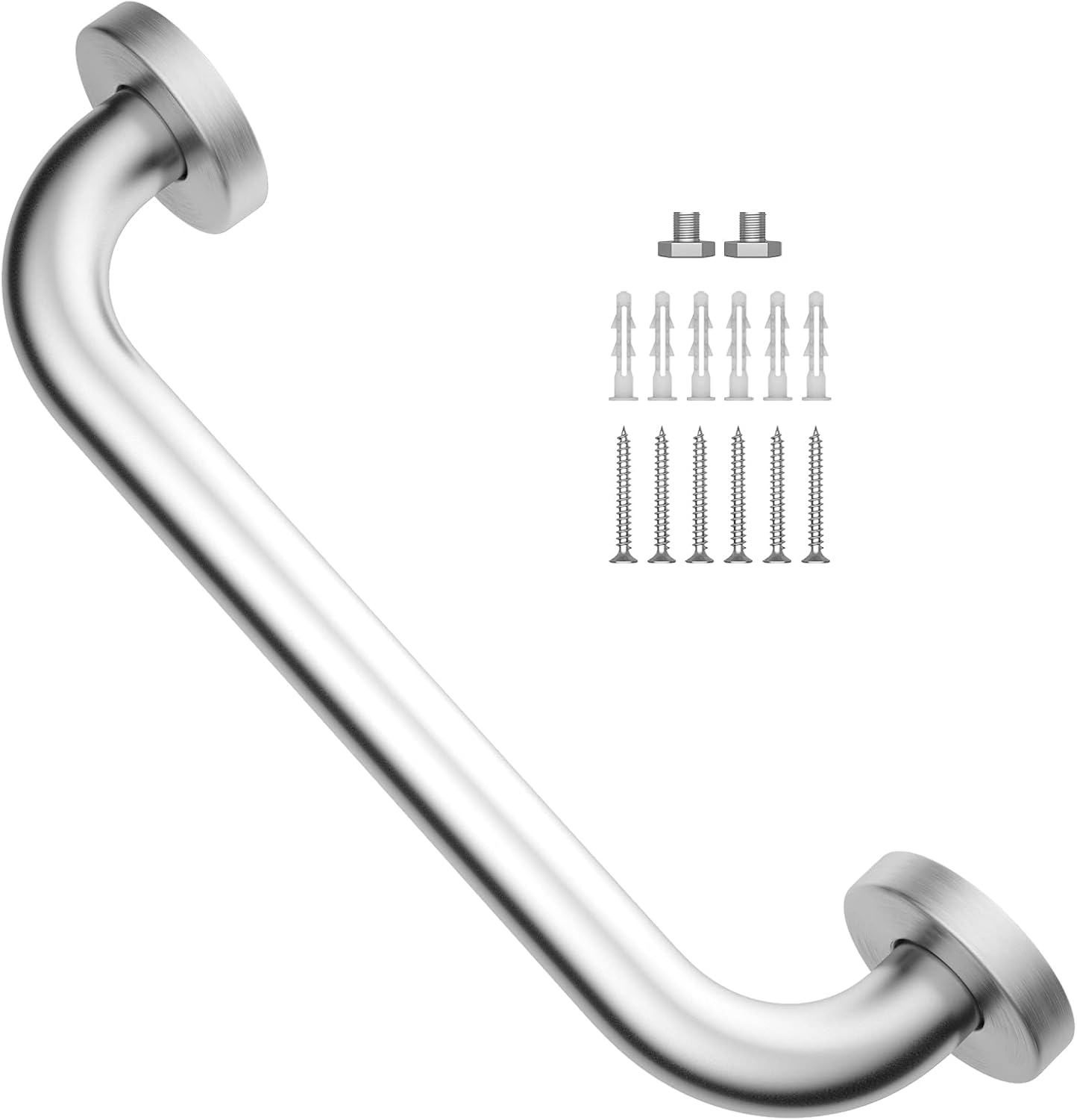12 Inch Satin Brushed Nickel Shower Grab Bar - 1" Diameter, iMomwee Stainless Steel Bathroom Grab Bar Handle, Balance Bar for Shower and Wall, Safety Hand Rail Support, Handicap Elderly Assist Handle