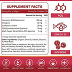 ZEBORA CoQ10-200mg-Softgels with PQQ, BioPerine & Omega-3, 120 Servings Coenzyme Q10(Ubiquinone) Supplement for High-Absorption, Powerful-Antioxidant, Support Heart & Energy-Production