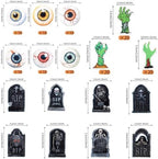 60 Pack Edible Halloween Tombstone Zombie Horrible Cupcake Toppers Zombie Hands Rice Paper Wafer Paper Cupcake Picks for Halloween Eyeballs Baby Shower Kids Birthday Cake Decorations Party Supplies