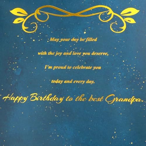 Grandpa Birthday Card, Happy Birthday Grandpa - To the Rock of Our Family - Elegant Birthday Card with Gold Foil Message, Heartfelt Tribute to His Strength and Love, 5.55" x 8.03"