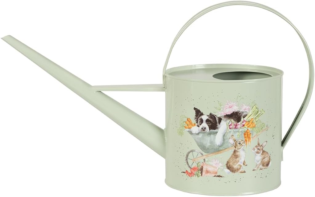 Wrendale Designs by Hannah Dale 'Sleeping on the Job' Border collie and Rabbit Gardening Watering Can
