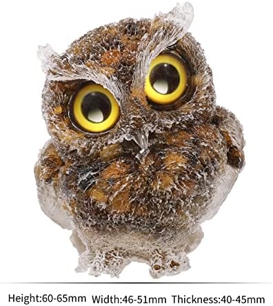 Nupuyai 2.5 inches Orgone Resin Crystal Chips Tumbled Stone Owl Statue, Mini Hand Carved Stone Crystal Animal Figurines for Tabletop Indoor Outdoor, Tiger's Eye