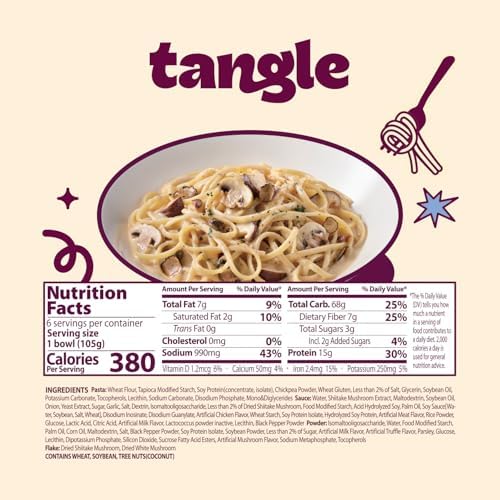 Samyang Tangle Creamy Mushroom Linguine Truffle and Shiitake Flavor Savory Non-Spicy Sauce Air Dried Noodle Quick Microwave Meal 3.70 oz (Pack of 6)
