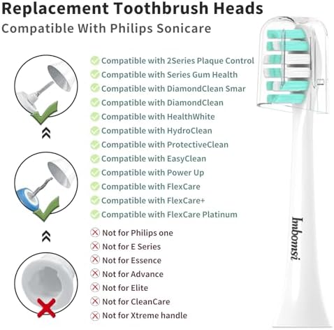 Toothbrush Heads Compatible with Philips Sonicare Electric Toothbrush 4100,5100,6100,C1,C2,C3,G,W,Sonic Brush Head, Removing Dental Plaque, Soft Brush, White,10 Pack