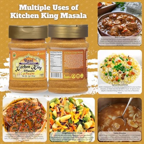 Rani Kitchen King Masala (20-Spice Curry blend) 3oz (85g) PET Jar ~ All Natural | Vegan | No Colors | Gluten Friendly | NON-GMO | Kosher | Indian Origin
