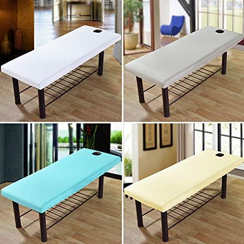 EKDJKK Massage Table Sheet, Massage Bed Cover with Face Hole, Fitted Sheets Washable Reusable Massage Table Cover (Gray, 2pc)