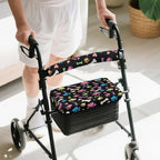 Cute Dog Paw Prints Rollator Walker with Seat Protection Cover Set Rollator Walker Seat and Backrest Covers for Seniors in Assisted Living Handle Covers for Rollator Walkers