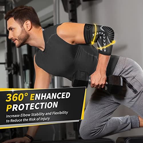 CAMBIVO 2 Pack Elbow Compression Sleeves for Men and Women, 3D Knit Tennis Elbow Brace for Tendonitis and Joint Pain Relief, Breathable Arm Support for Gym, Weightlifting and Daily Work