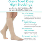 Vive 20-30 mmHg Medical Grade Compression Socks for Women & Men Open Toe - Knee High Support Stockings for Varicose Veins, Lymphedema, Plantar Fasciitis, Pregnancy, Restless Legs Syndrome, Swelling