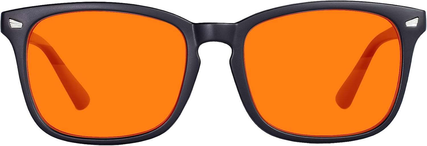 MAXJULI 99.9% Blue Light Blocking,Computer Reading/Gaming/TV/Phones Glasses for Women Men(Orange) 6001