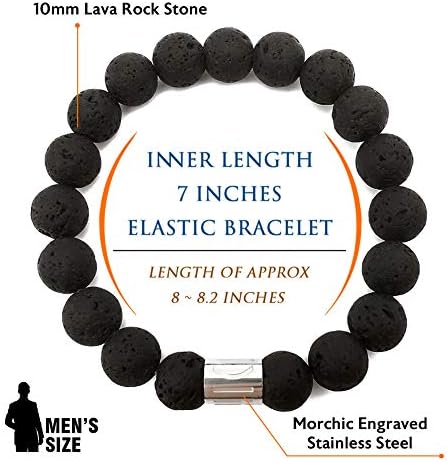 Morchic 10mm Natural Stone Mens Stretch Bracelet, Genuine Energy Semi Precious Gemstone Beads Classic Birthday Gift 8 Inch