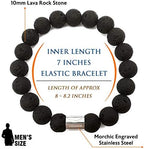 Morchic 10mm Natural Stone Mens Stretch Bracelet, Genuine Energy Semi Precious Gemstone Beads Classic Birthday Gift 8 Inch