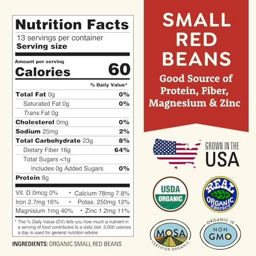 Organic Small Red Beans 1 lb - Non-GMO, USDA Organic, Tested Clean Certified, Vegan - Rich in Fiber & Protein for Soups, Burritos, Salads, & Chili - Grown in USA, Farmed On Regenerative Soil by Doudlah Farms