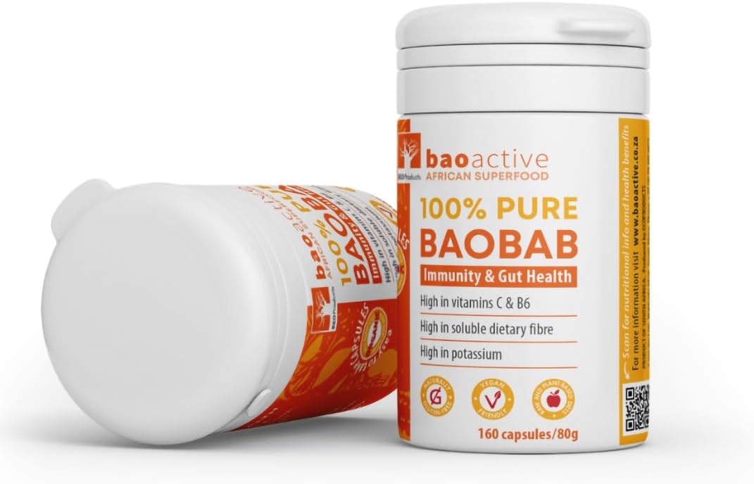 JD Botanics 100% Organic Baobab Powder 120 Capsules | Direct from South Africa | USDA Organic Certified