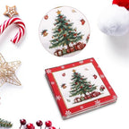 50Pcs Christmas Napkins Paper Disposable Christmas Tree Cocktail Napkins Double Sided Design Xmas Table Napkin for Xmas Luncheon Dinner Party Supplies