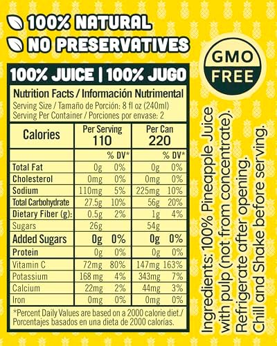 NILO Pineapple Juice | 100% Squeezed Pineapple Pina | NO Sugar added | NOT From Concentrate | 16.57 oz (Pack of 12)