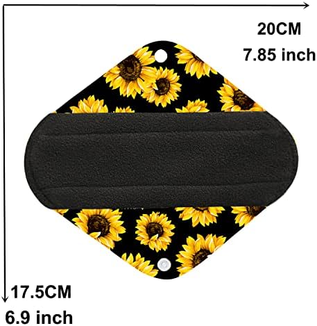 7pcs/Set Reusable Menstrual Pads Including 1pc Mini Wet Bag +6pcs Bamboo Charcoal Cloth Menstrual Incontinence Pads/Reusable Sanitary/Mama Panty Liners (All Randomly Prints)