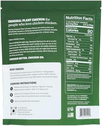 Daring Foods, Frozen, Original Plant Based Chicken Pieces, 8 Ounce