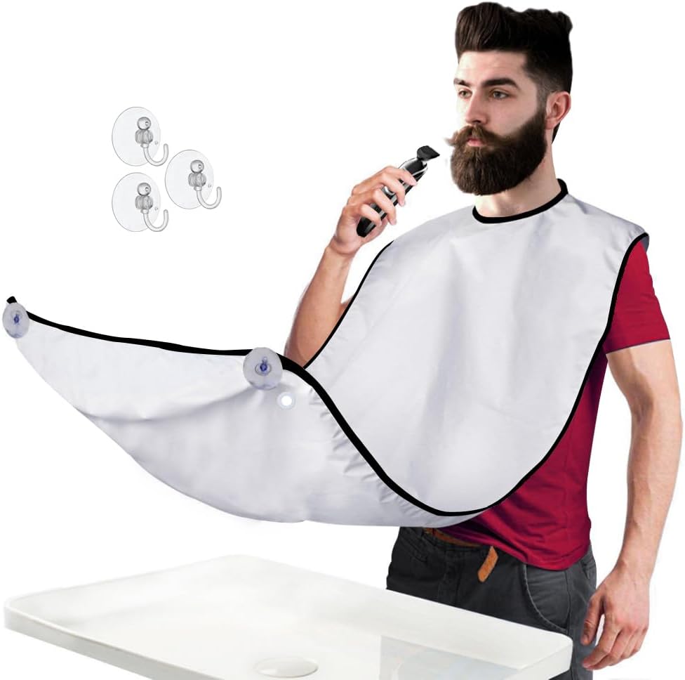 Beard Shaving Catcher Bib - The Smart Way to Shave - Beard Trimming Apron & Shaving Cape - Perfect Grooming Gift or Men's Birthday Gift - by Mobi Lock
