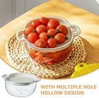 Zerodeko Double Layer Plastic Colander Strainer Basket, Kitchen Fruit Vegetable Washer with Drain, Stackable Food Strainer for Home Cooking and Pasta Washing