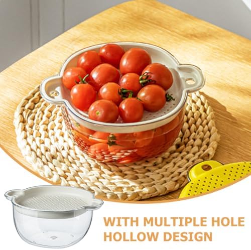 Zerodeko Double Layer Plastic Colander Strainer Basket, Kitchen Fruit Vegetable Washer with Drain, Stackable Food Strainer for Home Cooking and Pasta Washing