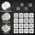 16 Pcs Scroll Tile Cookie Stencils, 5.5"x5.5" Floral Baking Stencils for Royal Icing, Cake Decorating Pattern DIY Mold Tools for Biscuit, Dessert, Coffee