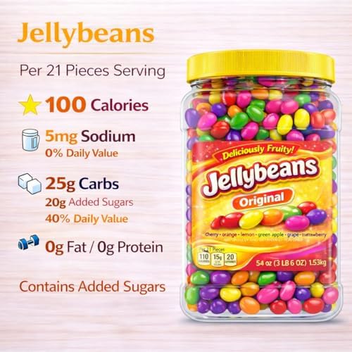 Jelly Beans Juicy Fruit Flavored Chewy Candy Bulk Jar 54oz | Colorful Sweet Treat for Easter Egg Hunts Basket Stuffer Filler Party Favor Gift Snack