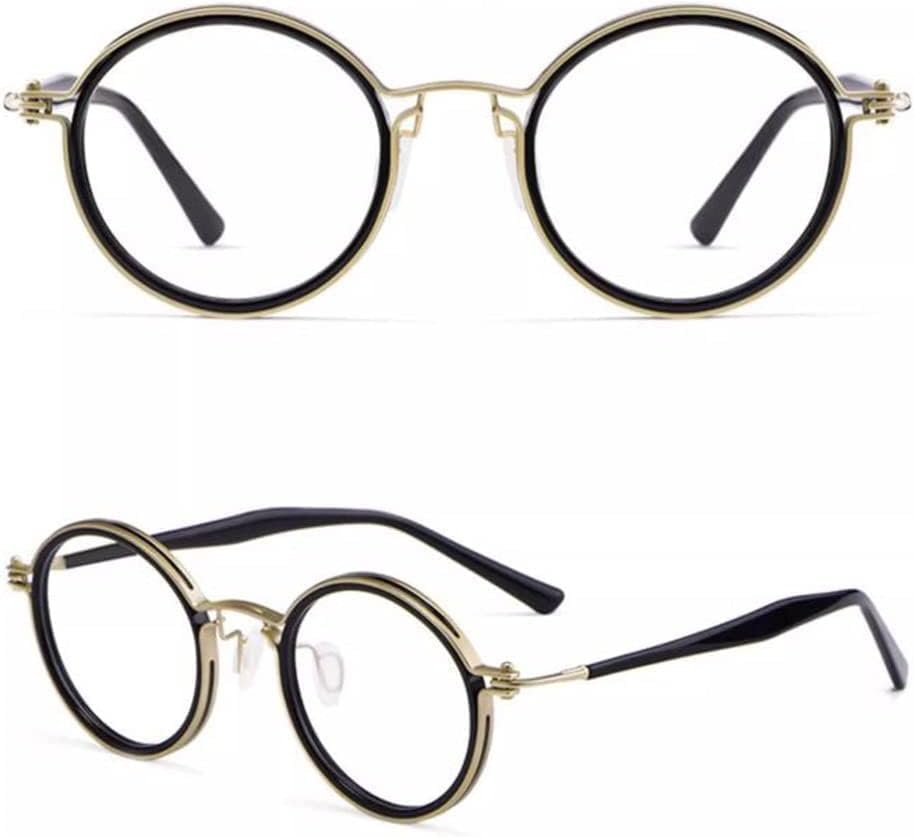 Pure Titanium Retro Round Reading Glasses for Men and Women, Anti-Blue Light Anti-Fatigue Cheaters Reader, Stylish Lightweight Computer Presbyopia Eye Glasses