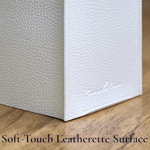 Premium PU Leather Tissue Box Holder - Elegant Hotel-Style Tissue Box Cover for Home, Office & Car Décor, Tissues Cube Organizer for a Natural & Classic Look (White)