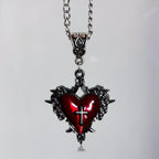 1pcs Dark Gothic Punk Butterfly Cross Metal Necklace Vintage Accessories Women and Man Heart Pendant Necklace Gifts,Chain45cm