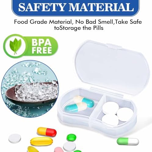 2PCS Pill Case Organizer, Daily AM & PM Containers, Medicine Holder, Ideal for Medication, Vitamin, Supplement, Perfect for Travel, Ideal for Purse (White)