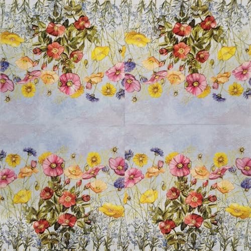 Colored Paper Cocktail Napkins, 20 Count Shabby Chic Napkins for Wedding, Dinner Tea Party Shower, Flowers & Plants