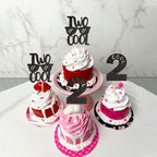 Ercadio 24 Pack Two Cool Cupcake Toppers Glitter Black Two Cool Happy 2nd Birthday Cake Picks Baby Shower Kids Second Birthday Party Cake Decorations