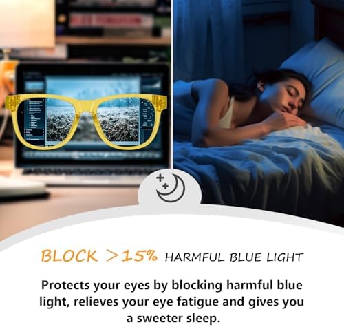 Eyekepper 6 Pack Metalless Blue Light Blocking Glasses with Screwless Spring Hinges Large Frame Computer Readers for Men And Women +2.00