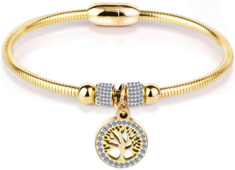 Jude Jewelers Stainless Steel Tree of Life Charm Bangle Bracelet Cocktail Party Anniversary