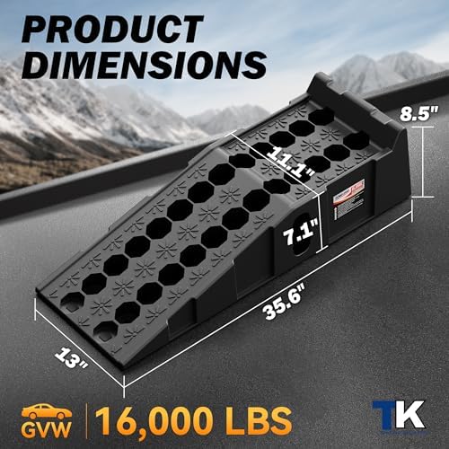 Car Ramps for Oil Changes and Vehicle Lift, 7.1 Inch Lift, 11.1 Inch Wide Tire Heavy Duty Ramps for SUV & Truck, 16,000 lbs Capacity, 2pcs