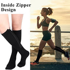 Tarpop 4 Pair Zipper Compression Socks Closed Toe 20-30 Mmhg Calf Knee High Compression Stocking for Men Women Swelling Edema