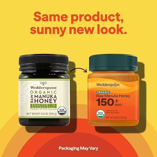 Wedderspoon Organic Raw Manuka Honey 150+ MGO, 8.8 Oz, Unpasteurized New Zealand Honey, Non-GMO, BPA-Free Jar, Superfood & Natural Wellness Support
