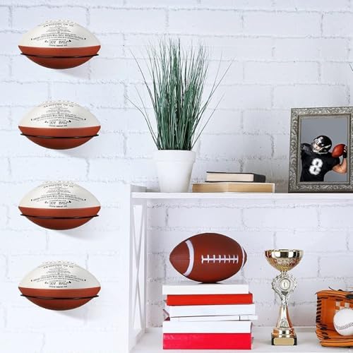 Black Wall Mount Ball Display Rack, Sports Ball Storage Holder for Basketball, Football, Soccer, Volleyball