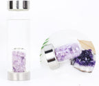 PAHION Crystal Water Bottle Natural Quartz Crystal Gemstone Point Reiki Healing Elixir Energy Infused Water Bottle Gravel Stone Cup With Removable Gemstones And Protective Sleeve