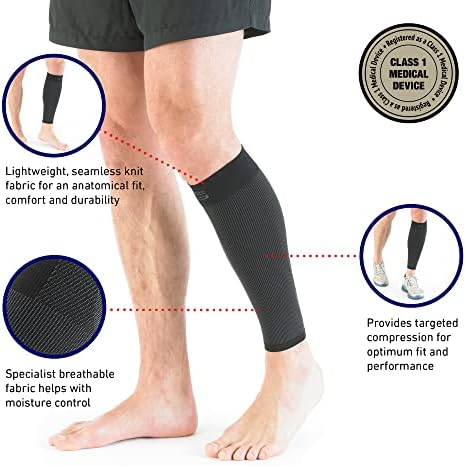 Neo-G Calf Compression Sleeve for Men and Women for Sports, Daily Wear – Shin Splint Compression Sleeve provides Shin Splint Relief, Pain Relief from Injury, Strains, Sprains, Weak Calves - S