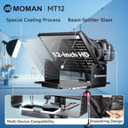 Moman Teleprompter, Metal Prompter iPad Tablets with APP Remote Control for DSLR Camera Camcorder Smartphone Mobile,for Tablets Autocue Camera Prompting,Metal Prompter Kit(MT12,12inch)